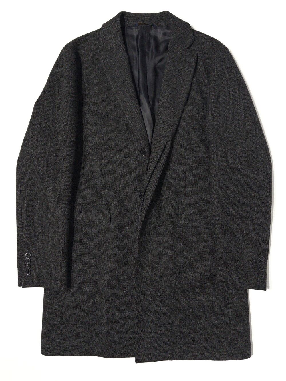 Brooks Brothers 100% Wool Black Dark Gray Brookstorm Short Town Coat Men 42R - Picture 2 of 8